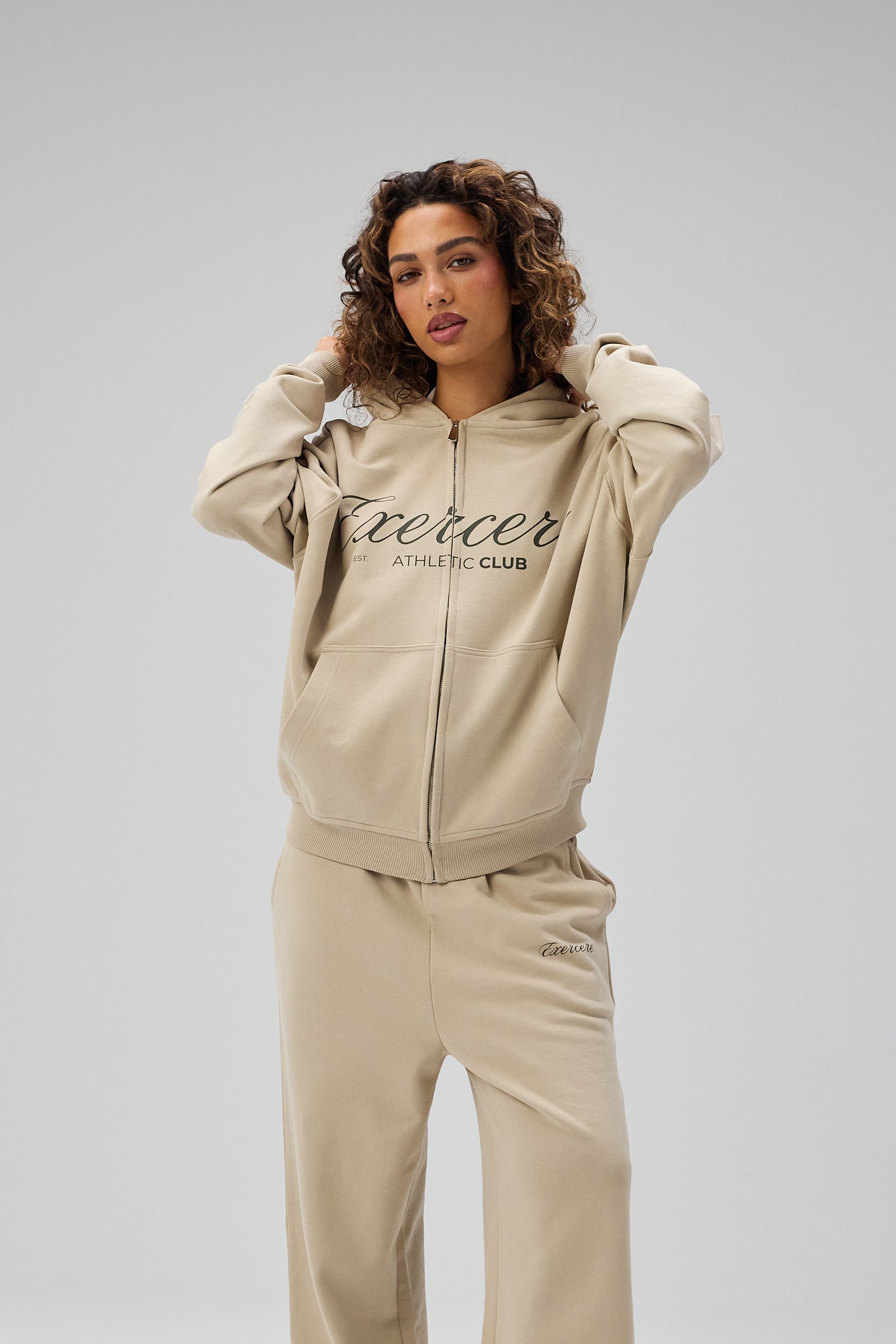 Signature Script Zip Hoodie - Sandstone – Exercere