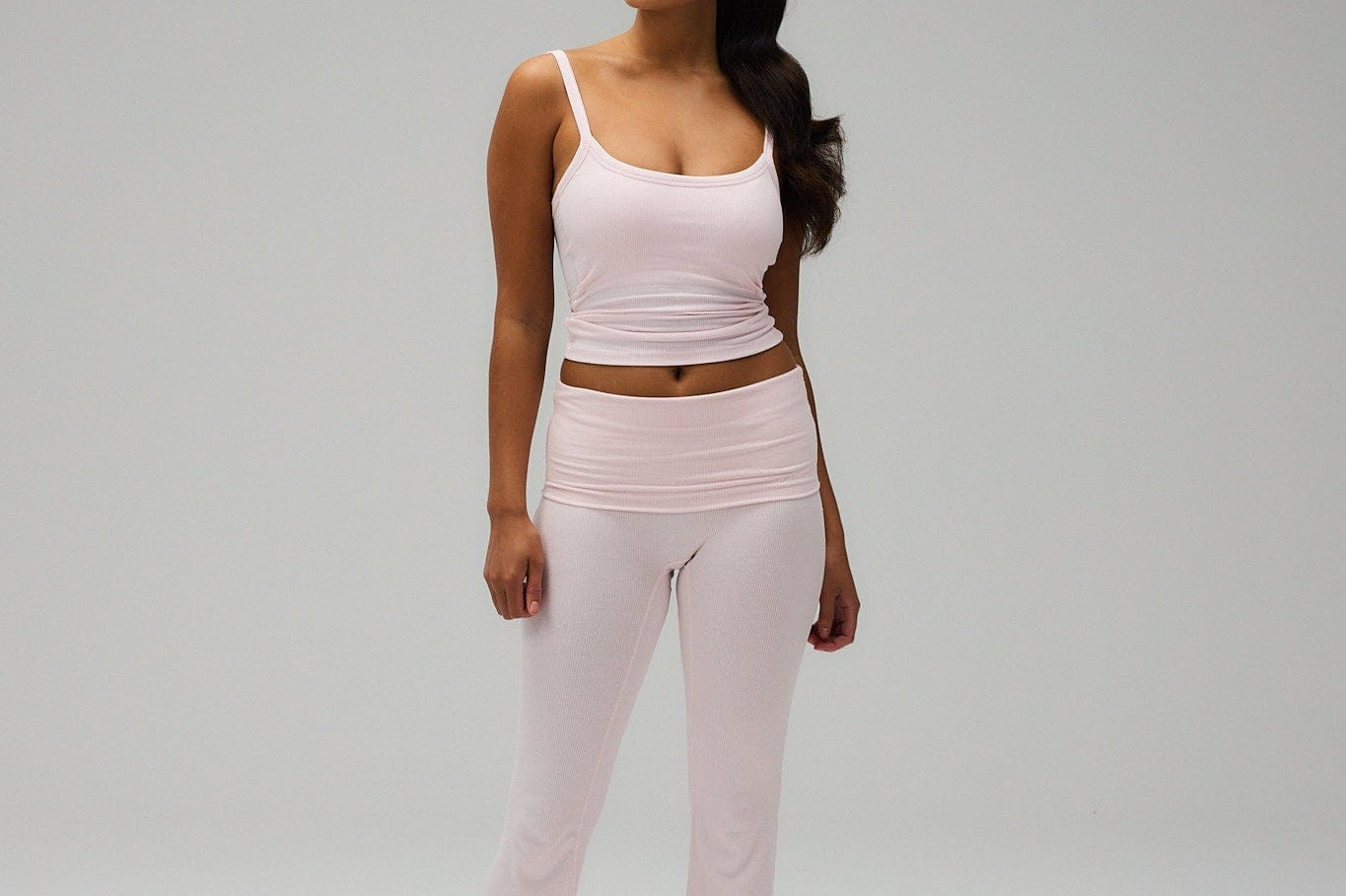 Exercere Tights Rib Fold Over Pants - Soft Pink