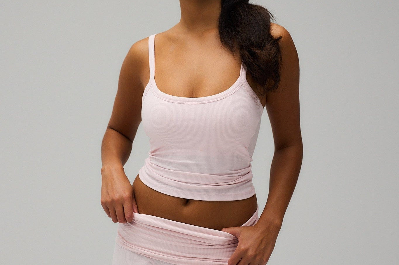 Exercere Tights Rib Fold Over Pants - Soft Pink