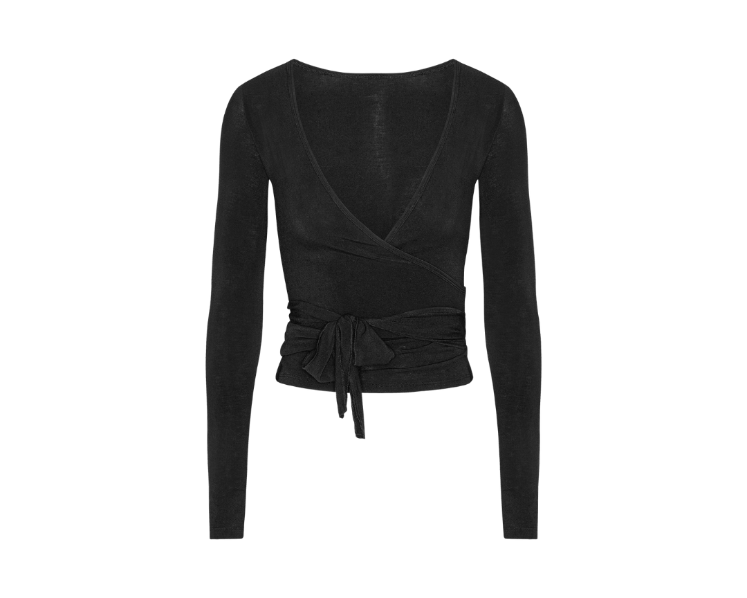 Exercere Blouses Ballet Wrap Blouse - Black