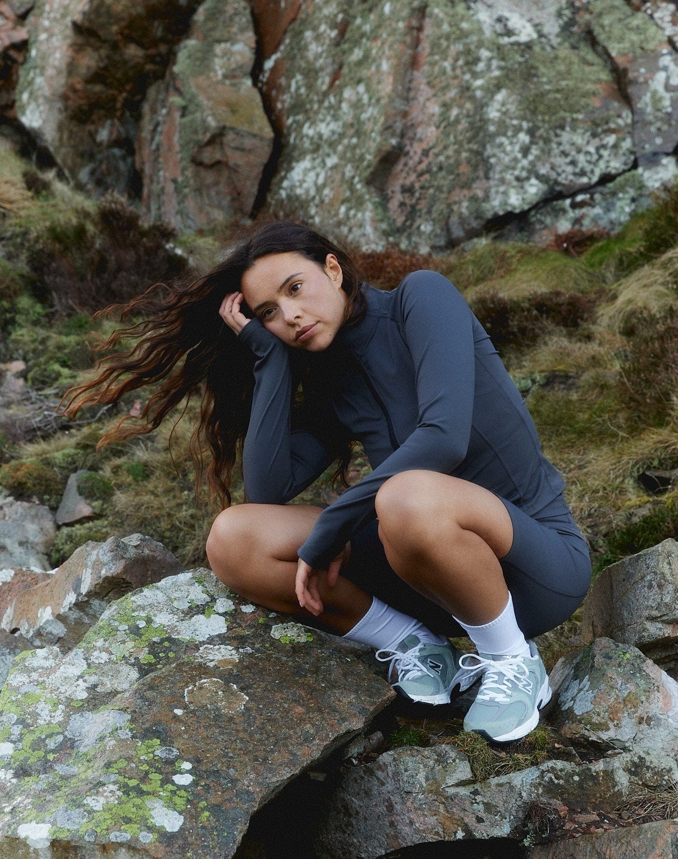 Exercere Blouses Active Zip Blouse - Slate Grey