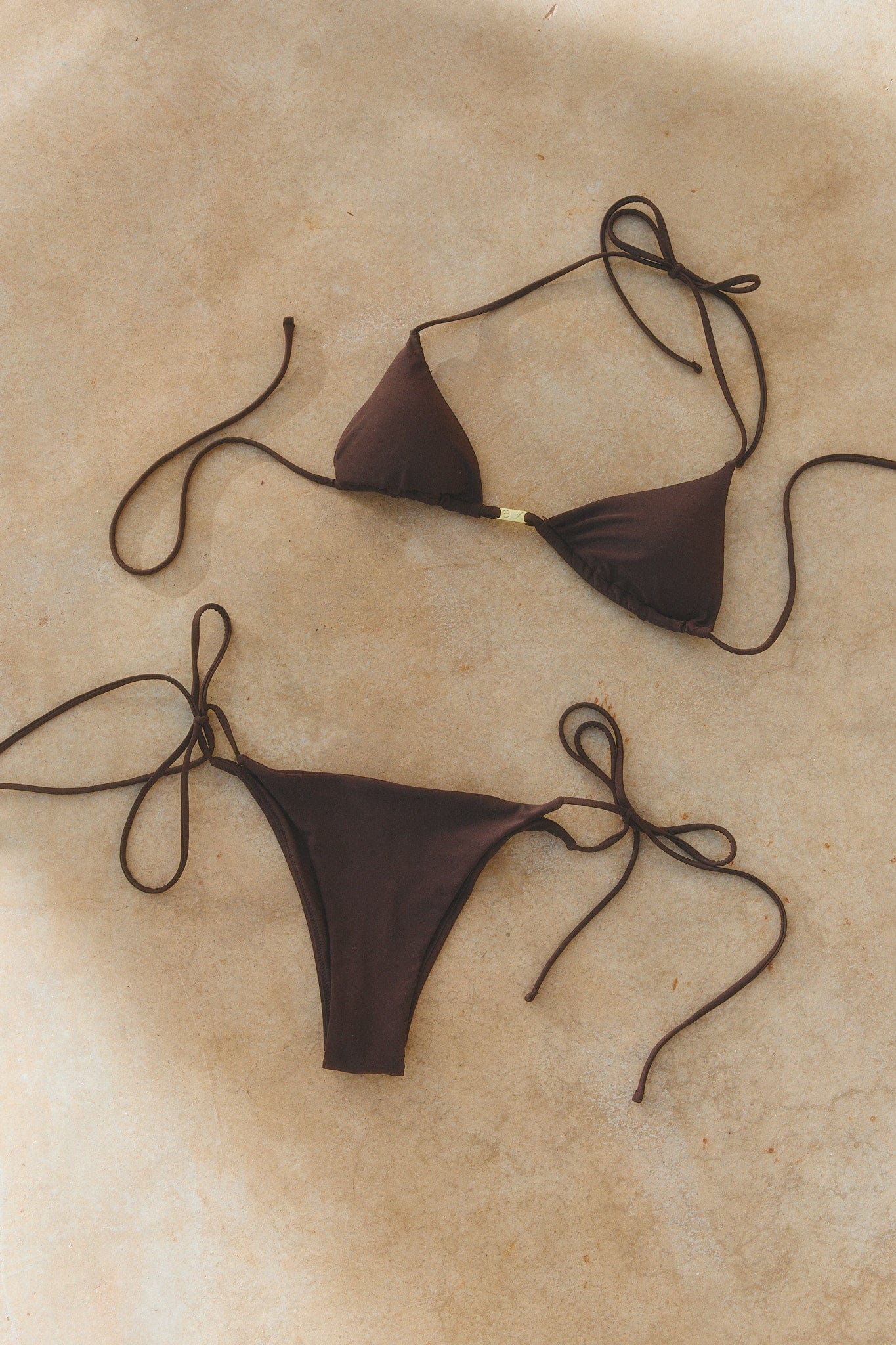 Exercere Bikini Bottom Tie Strap Bikini Bottom - Pecan Brown