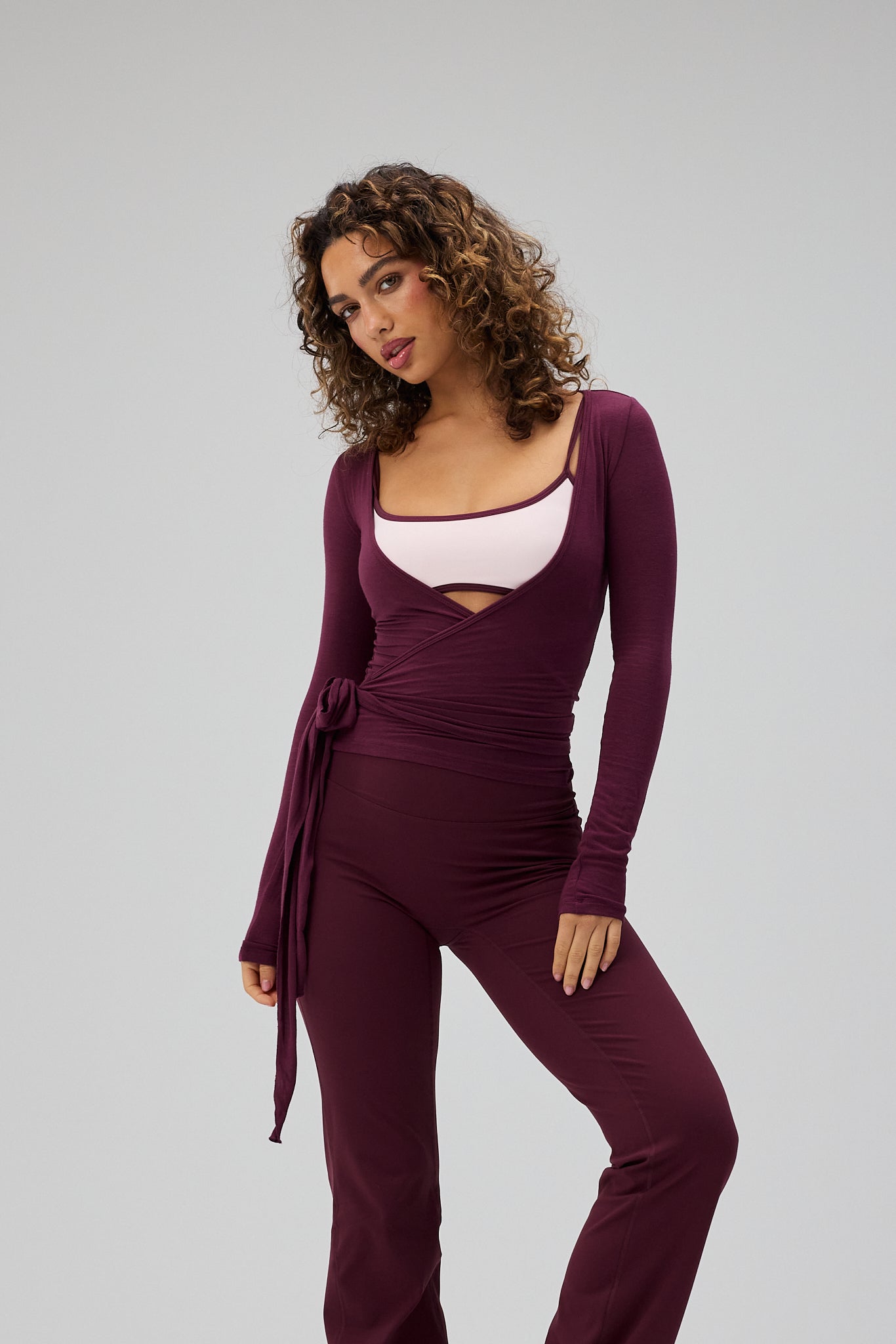 Ballet Wrap Blouse - Deep Plum | Exercere
