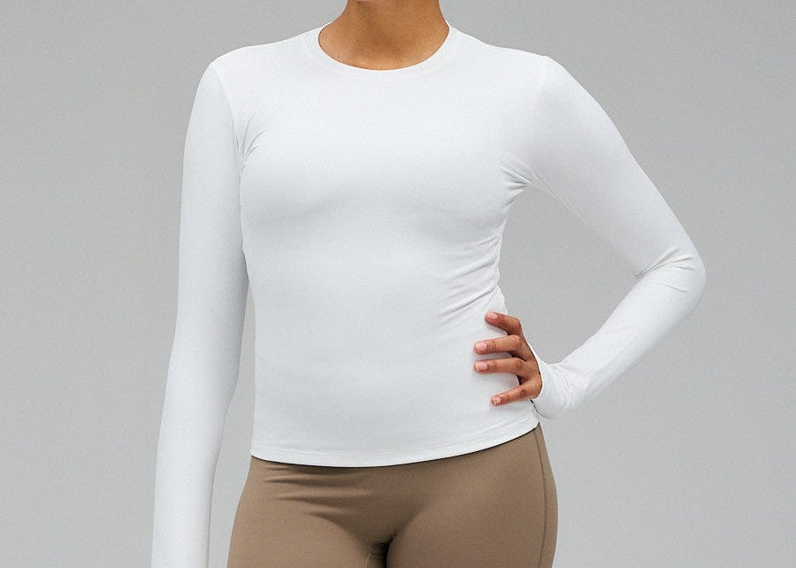 Exercere Tops Neaty Long Sleeve - White