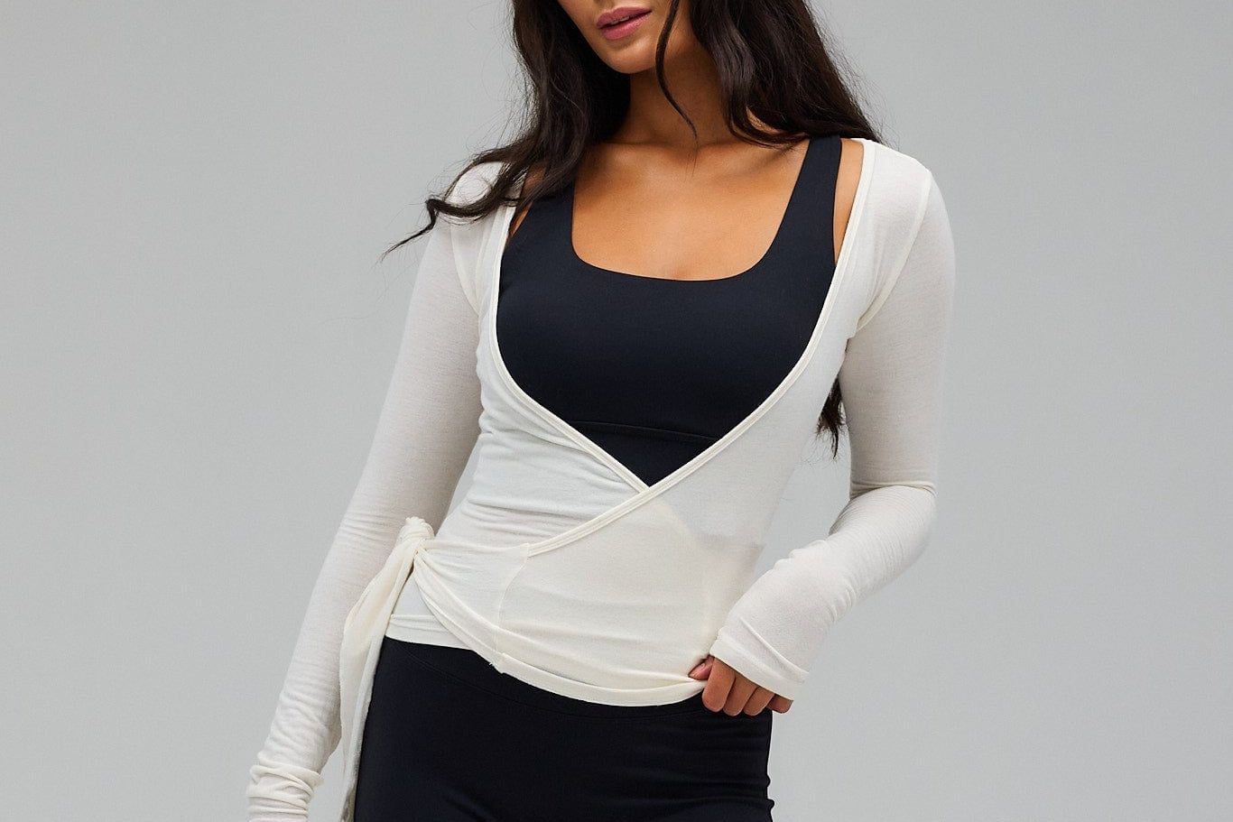 Exercere Blouses Ballet Wrap Blouse - White