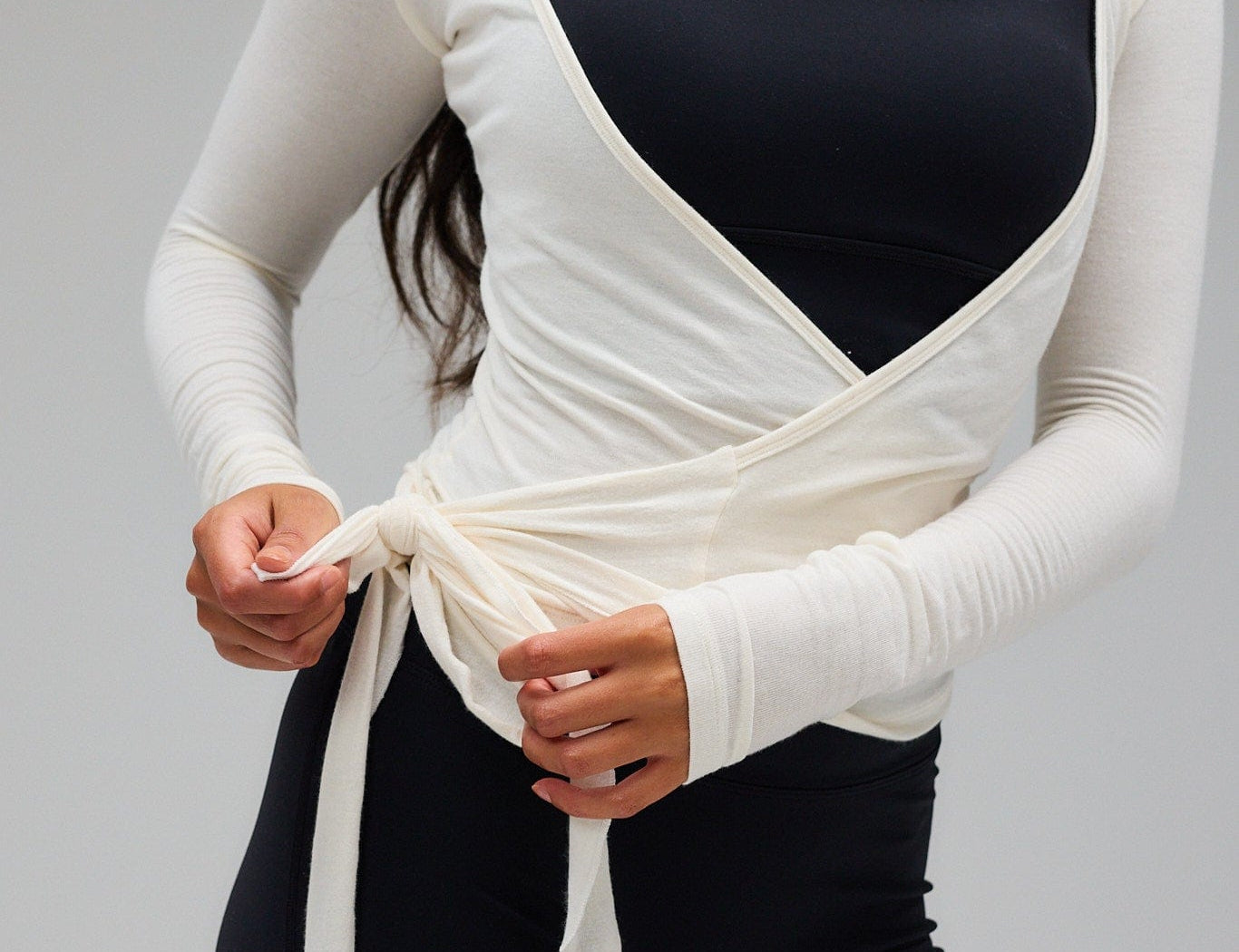 Exercere Blouses Ballet Wrap Blouse - White