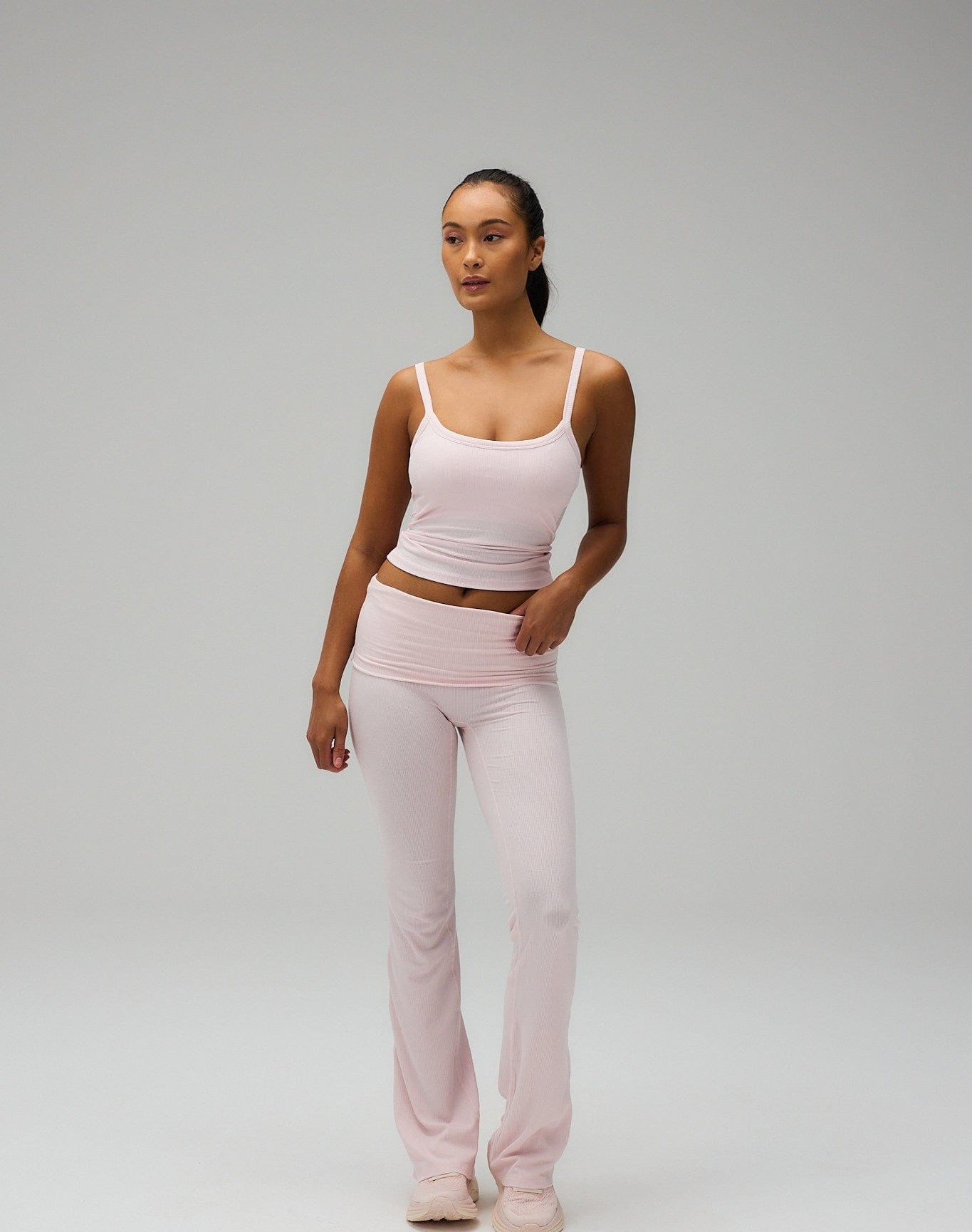 Exercere Tights Rib Fold Over Pants - Soft Pink