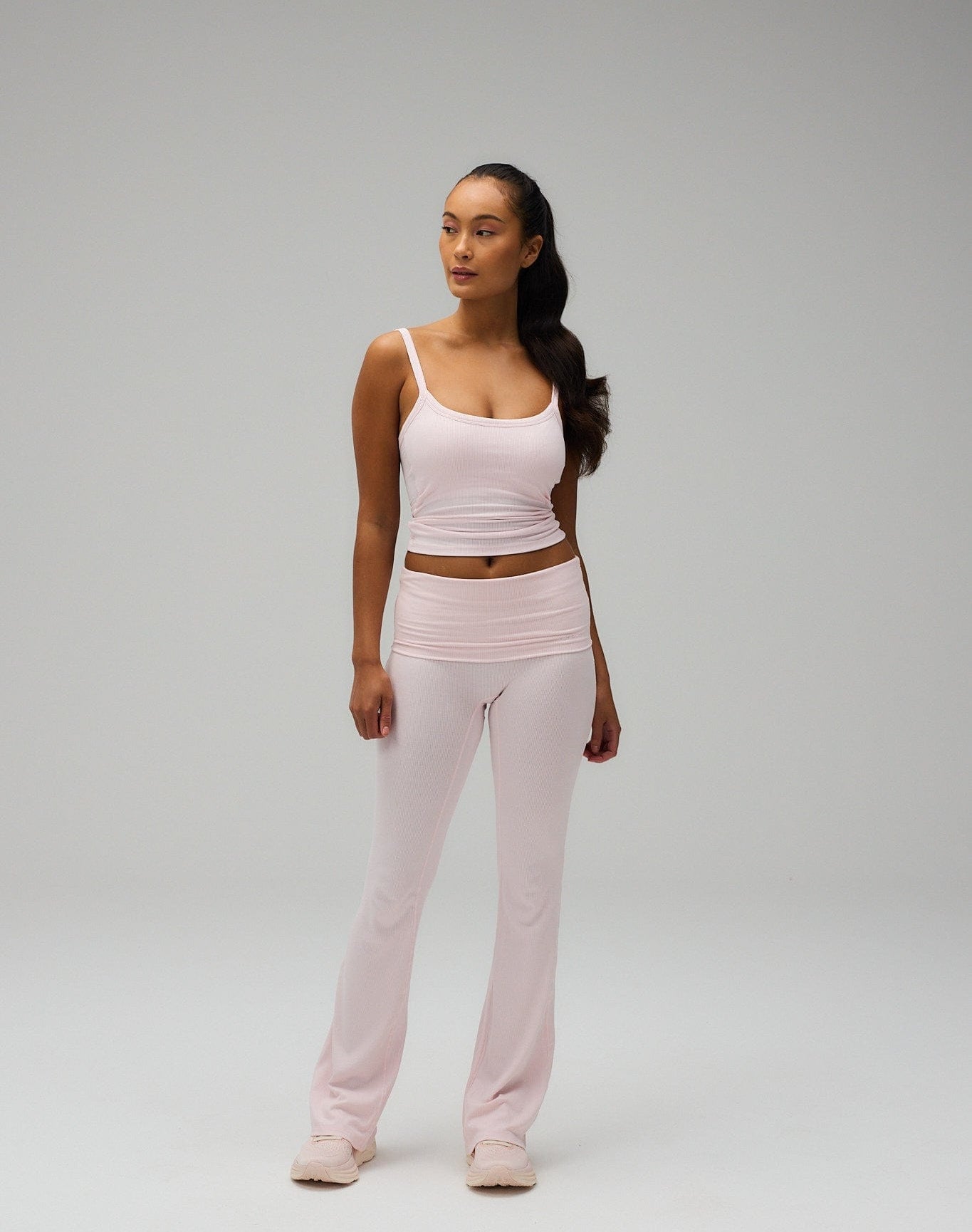 Exercere Tights Rib Fold Over Pants - Soft Pink