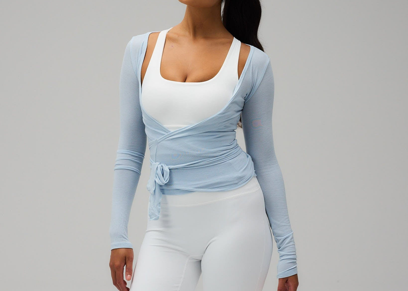 Exercere Blouses Ballet Wrap Blouse - Powder Blue