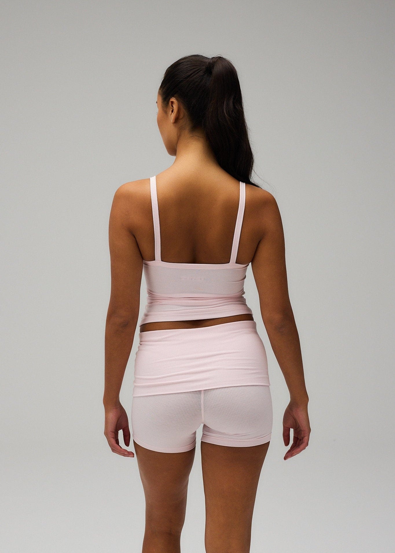 Exercere Shorts Rib Fold Over Shorts - Soft Pink