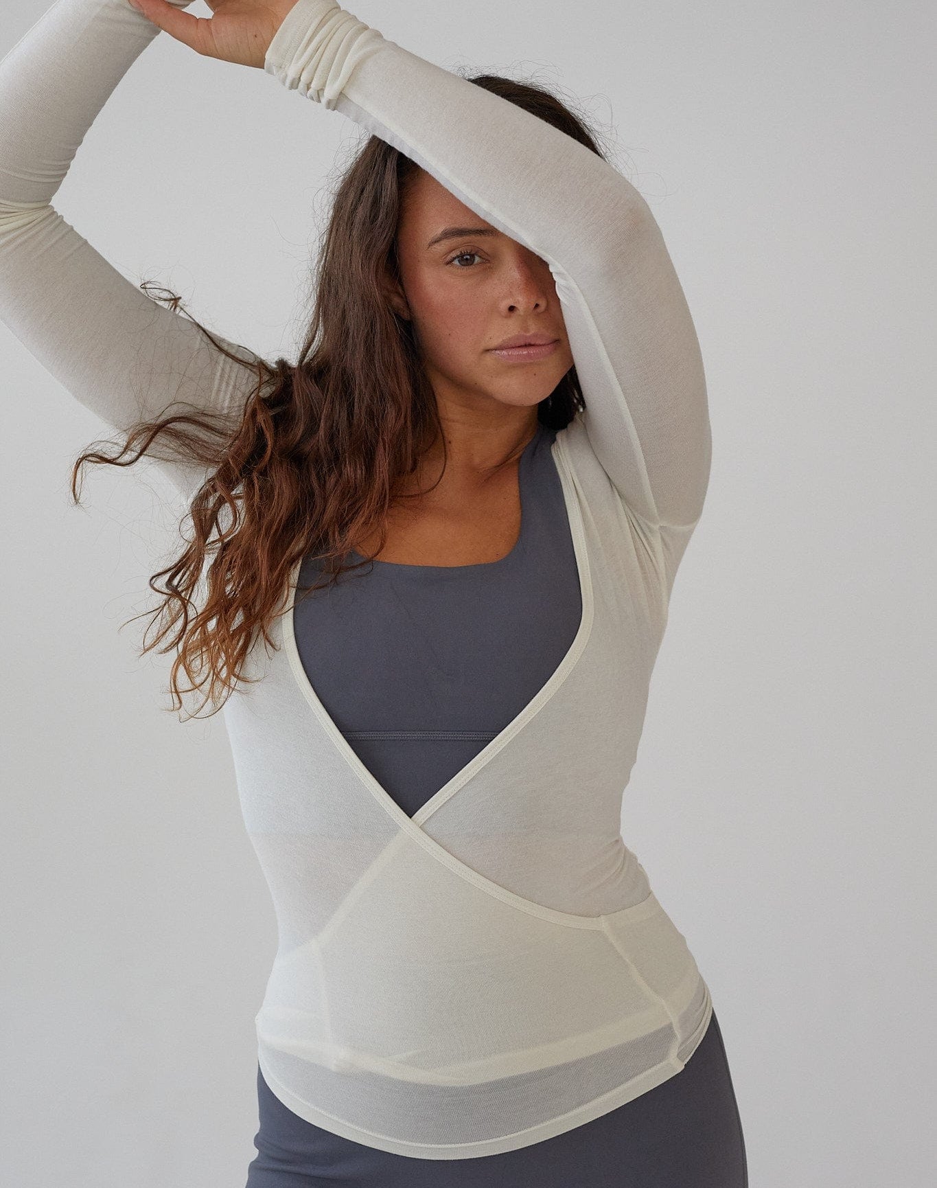 Exercere Blouses Ballet Wrap Blouse - White