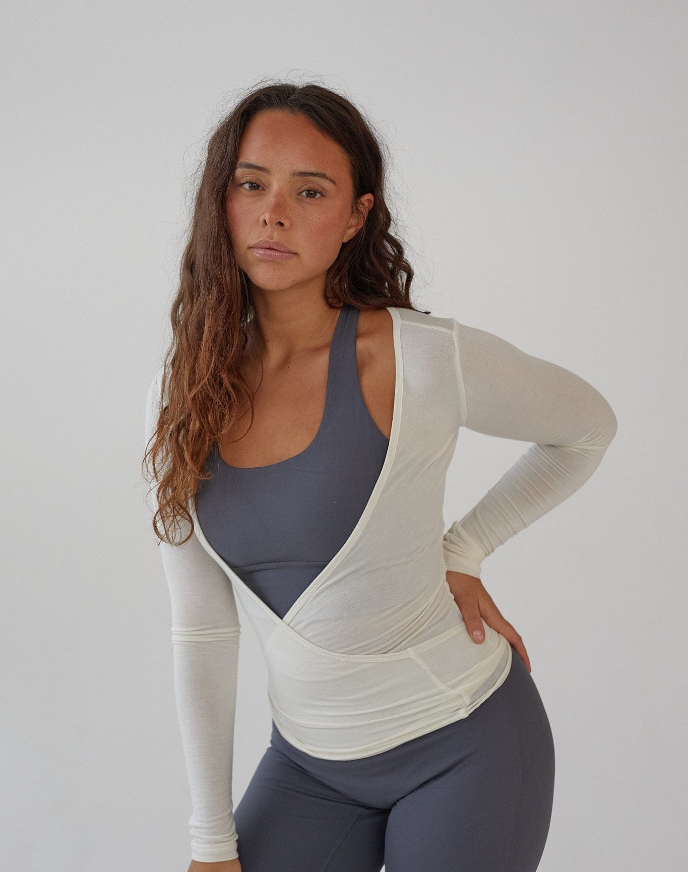 Exercere Blouses Ballet Wrap Blouse - White