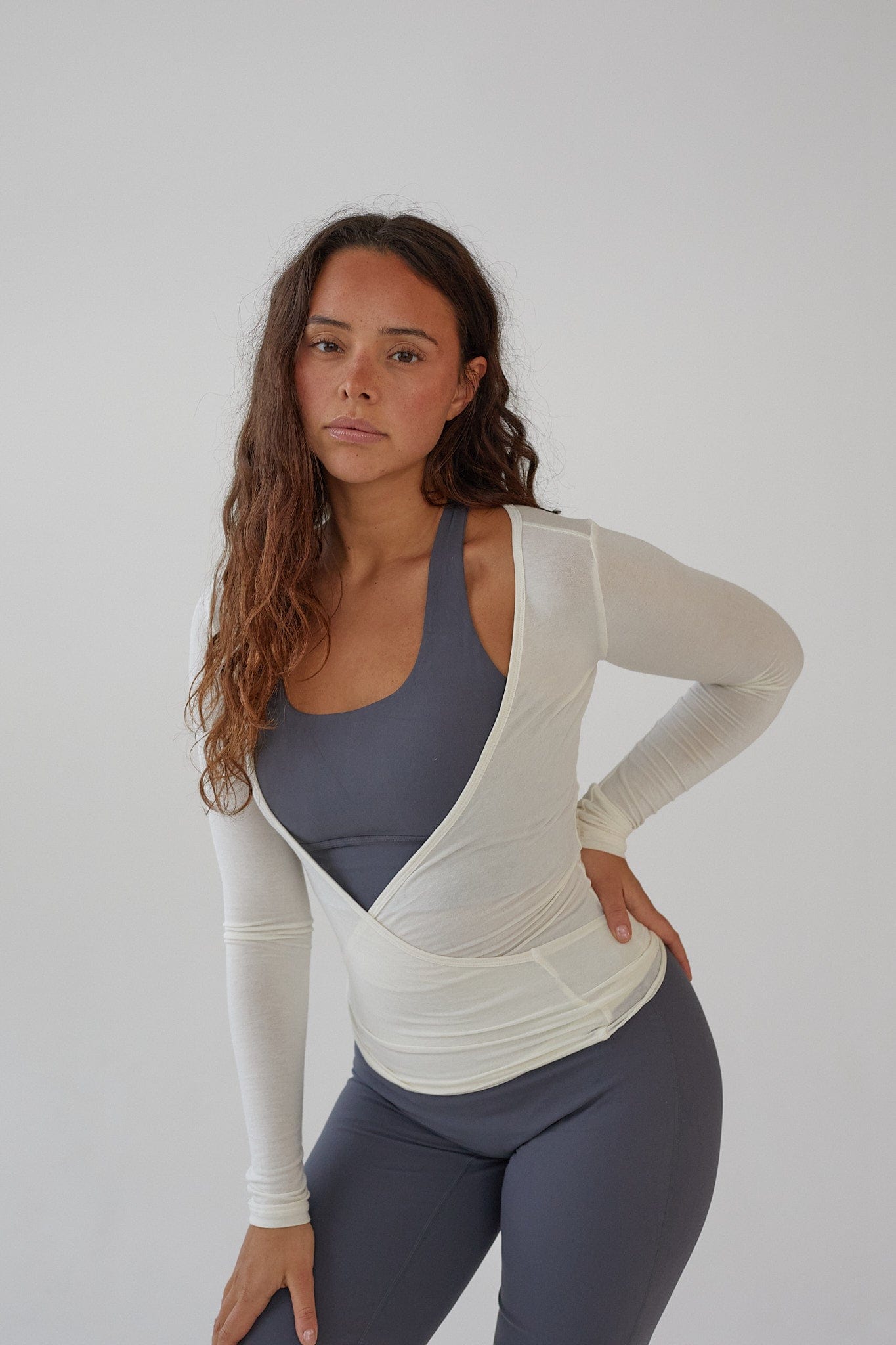 Exercere Blouses Ballet Wrap Blouse - White