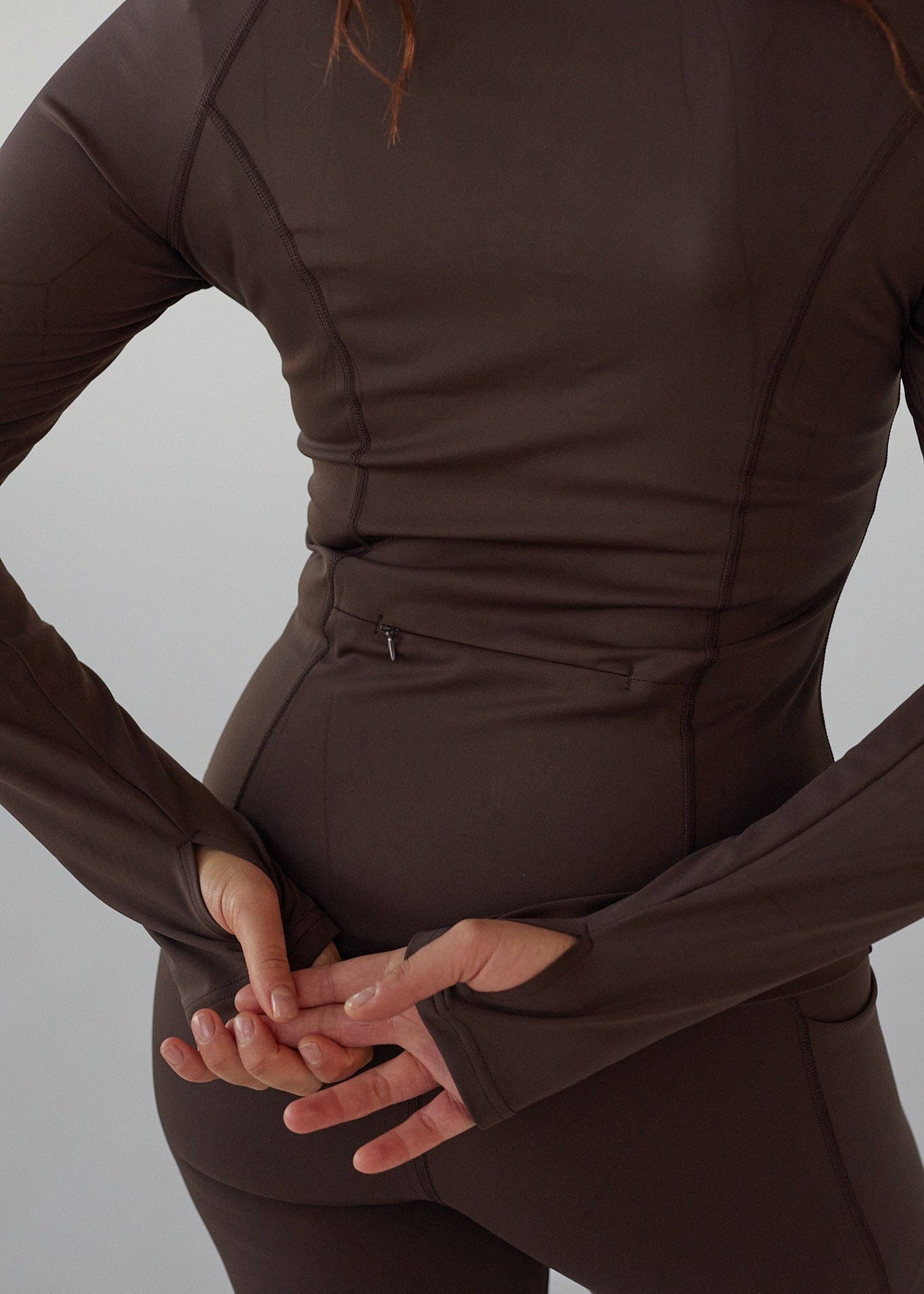 Exercere Blouses Active Zip Blouse - Pecan Brown