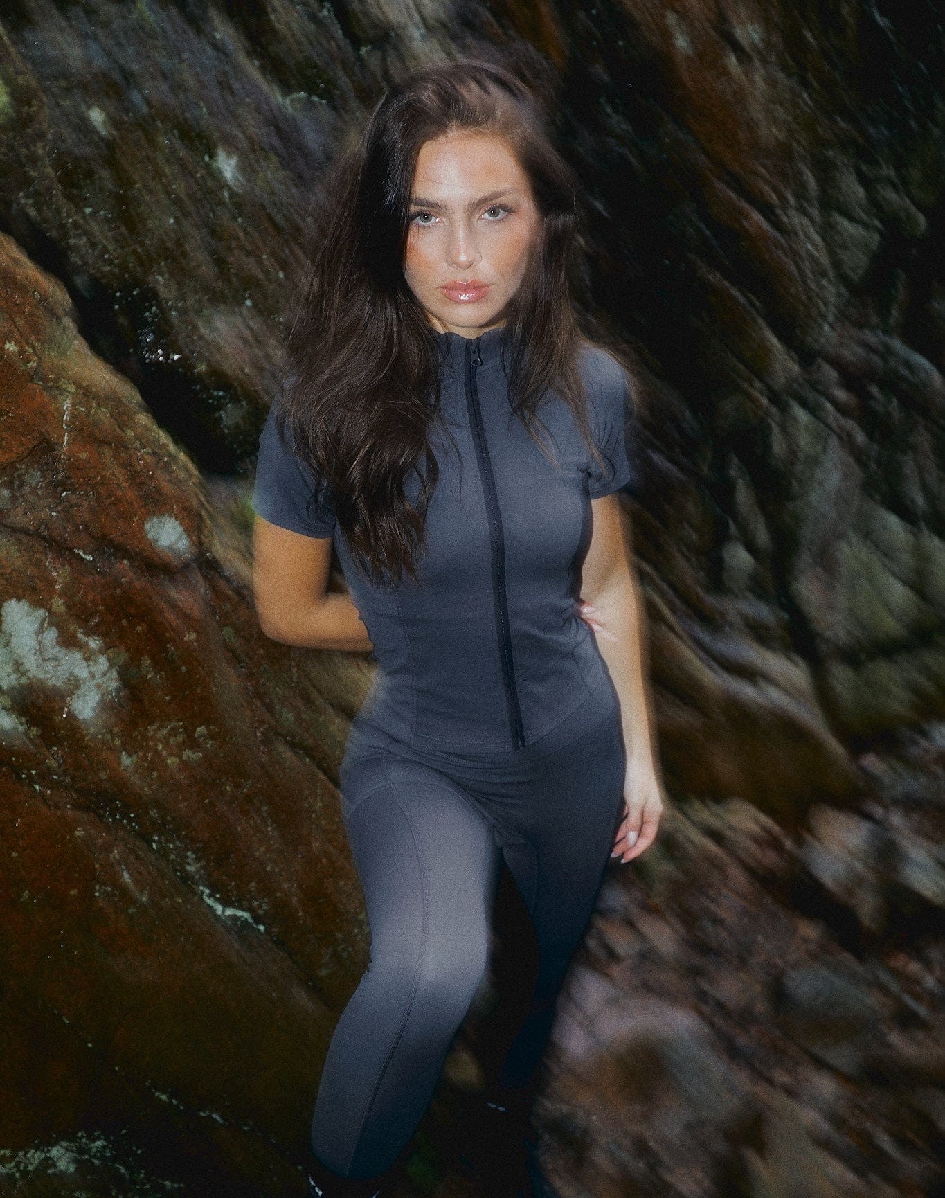 Exercere Blouses Active Short Sleeve Blouse - Slate Grey