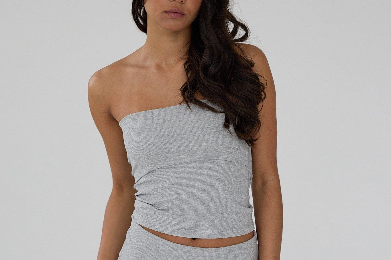 Exercere Tops Rib Tube Top - Grey Melange