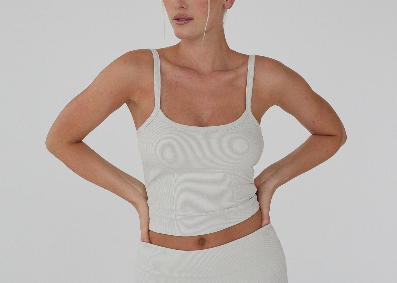 Exercere Tops Rib Tank Top - Vanilla