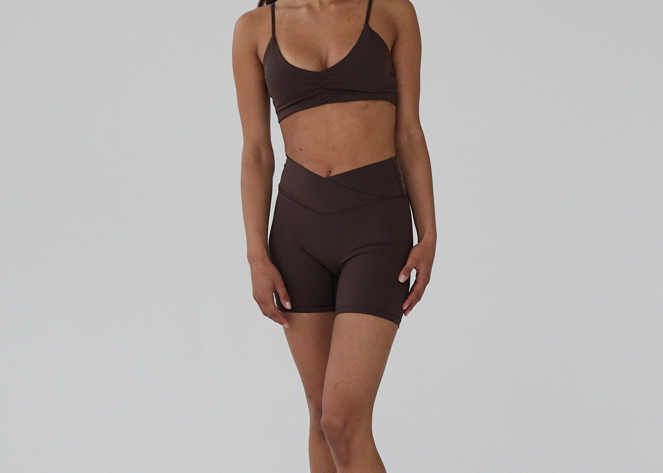 Exercere Tights Wrap Shorts - Pecan Brown